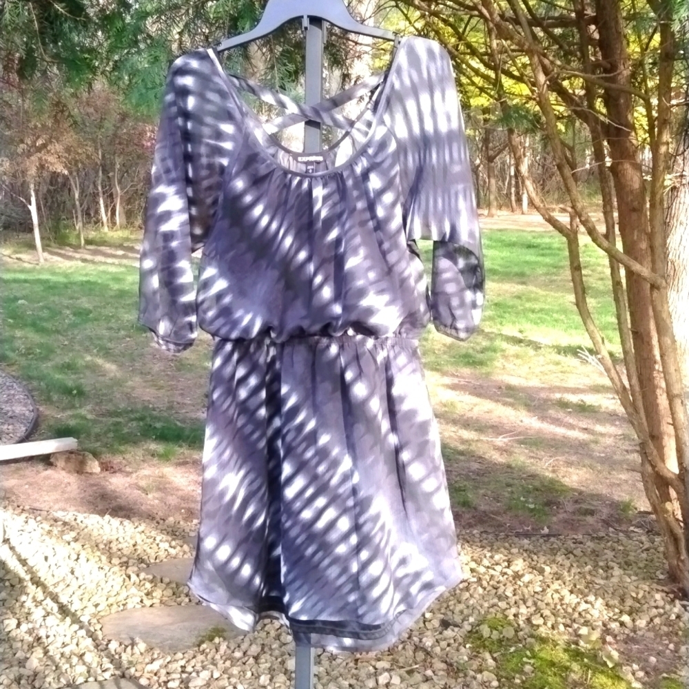 Express Women's black and white mini dress Sz med